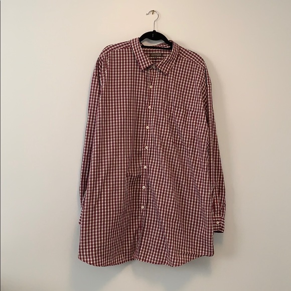 Denver Hayes classic fit button up red navy plaid - Picture 1 of 5